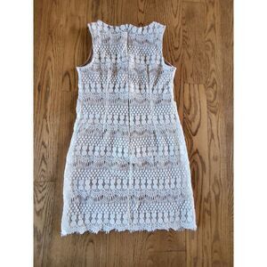 Ronni Nicole Women's 6 White Lace Sleeveless Dress Crochet Coquette VGUC